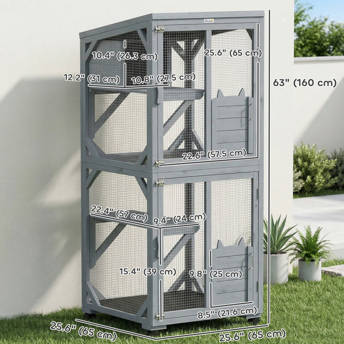 Enclos exterieur en bois sur roulettes, interieur et exterieur