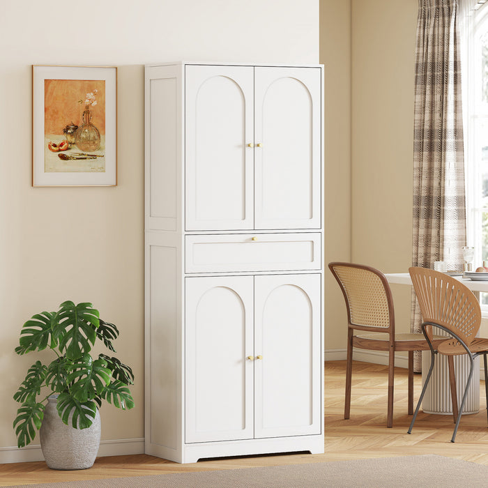 HOMCOM Armoire de cuisine 72.4\", meuble de rangement avec portes, blanc