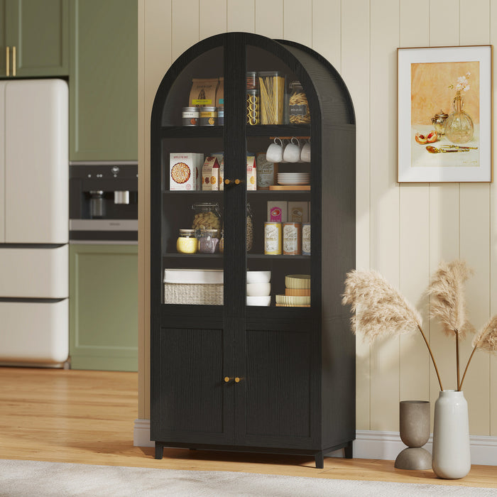 HOMCOM Buffet avec Arche, Meuble Haut de Rangement de Cuisine 71\", noir