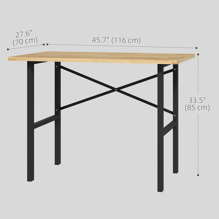 Homcom Table D'etabli De 46 Po, Plateau En Bois De Chene, Table De Travail