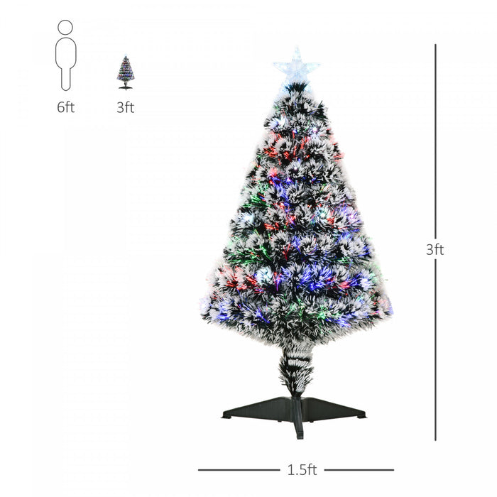 Homcom Arbre De Noel Artificiel En Fibre Optique Pre-illumine De 0.9 M Avec 12 Lumieres Led Et 90 Branches