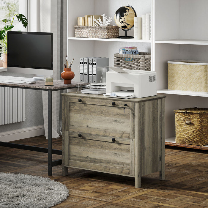 HOMCOM Classeur a 2 tiroirs avec serrure et barre de suspension reglable