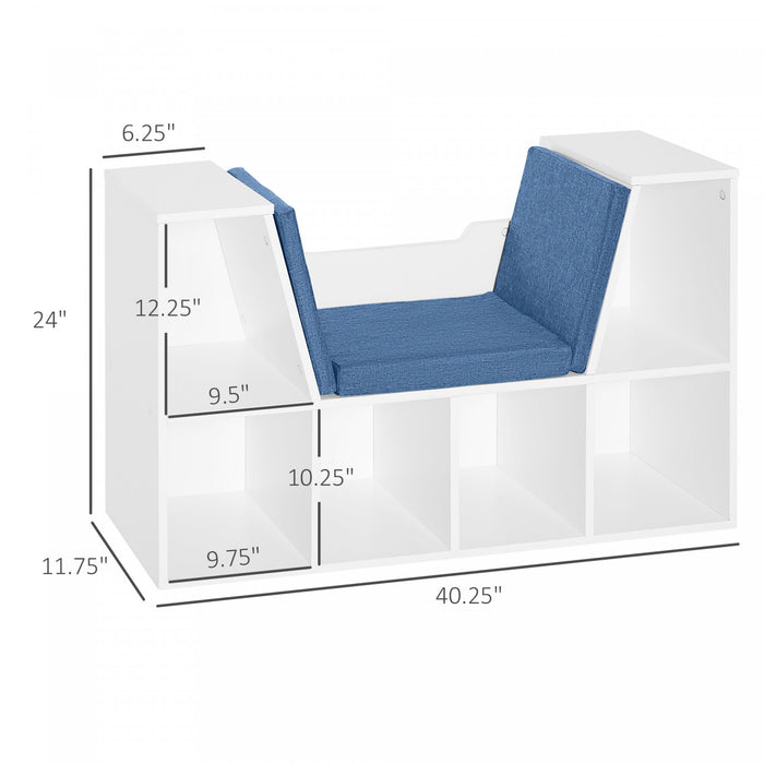 HOMCOM Bibliotheque 6 Cases avec Coussin Coin Lecture, Bleu