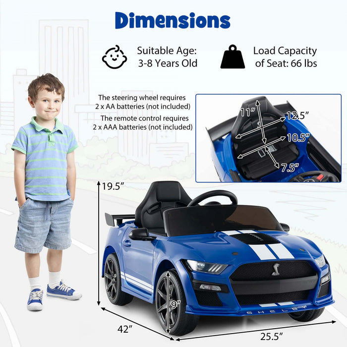 Costway 12v License Ford Mustang Shelby Gt500 Enfants Ride Sur Voiture Avec Telecommande Navy