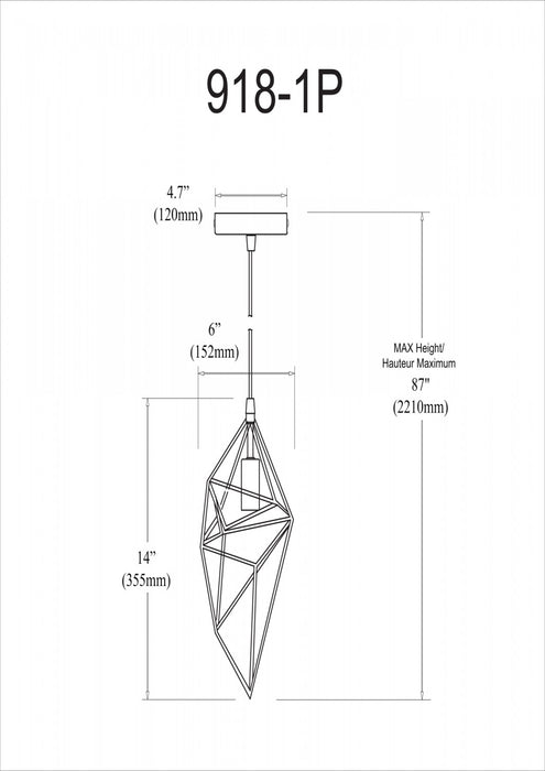 Luminaire suspendu Stalactite de Dainolite avec fini noir et 1 ampoule