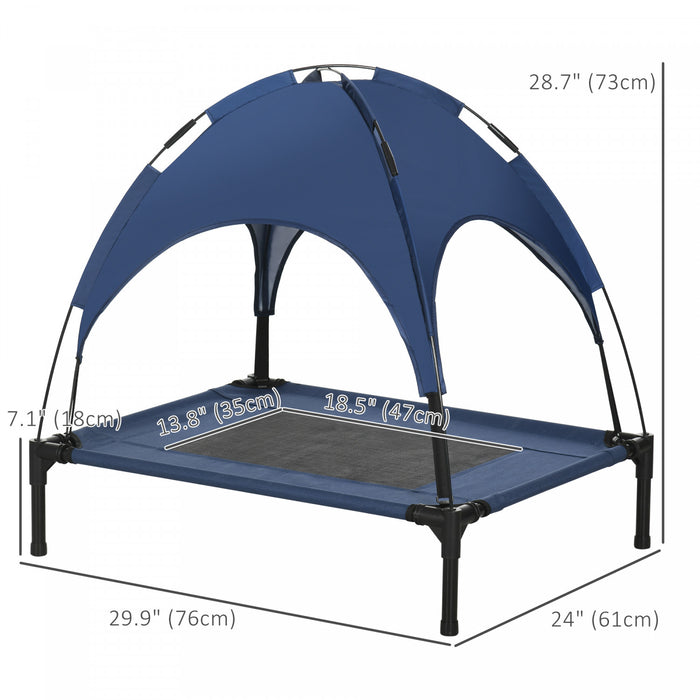 Pawhut Lit De Refroidissement Sureleve Portable Pour Chien Avec Auvent Pour Chiens De Petite Taille, Interieur Et Exterieur, 30\" L X 24\" L X 29\" H