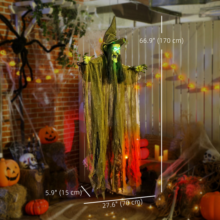 Outsunny Decoration D'halloween Animee, Sorciere Animatronique, Vert