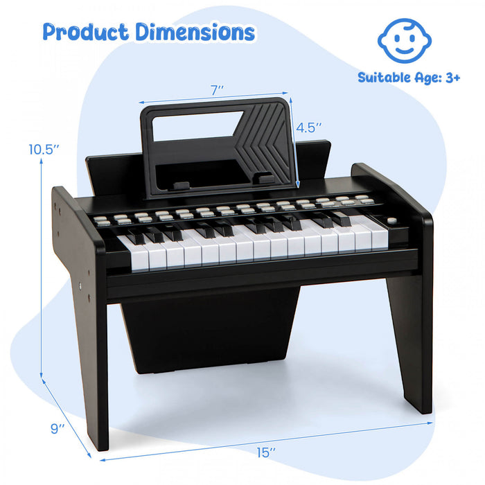 Costway Piano Numerique 25 Touches avec Pupitre, Mode Enseignement, Touches Retroeclairees et Vitesse Reglable - Noir