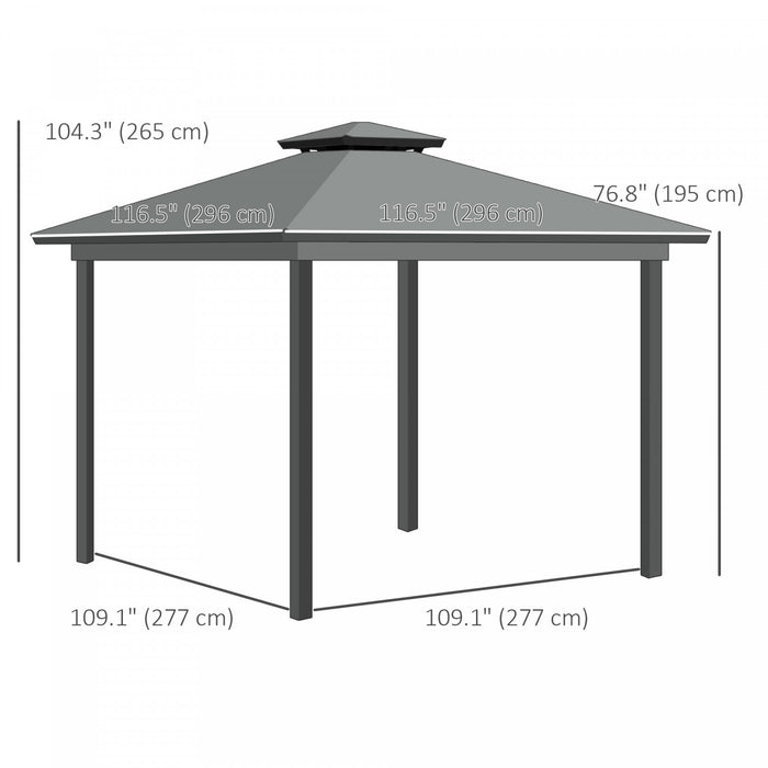 Outsunny Tonnelle De Patio 10' X 10' Avec Parois Laterales, Gris Clair