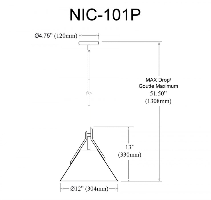 Luminaire suspendu Nicole de Dainolite en verre blanc opale, avec fini laiton vieilli et 1 ampoule