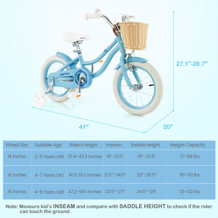 Prorider 14\" Velo Enfant Avec Roues D'entrainement Reglable Guidon Siege Frein A Main Bleu