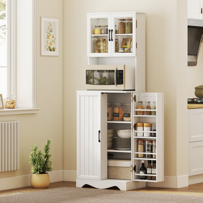 HOMCOM Buffet de Cuisine de 71\", Buffet avec 8 Etageres de Porte, Blanc