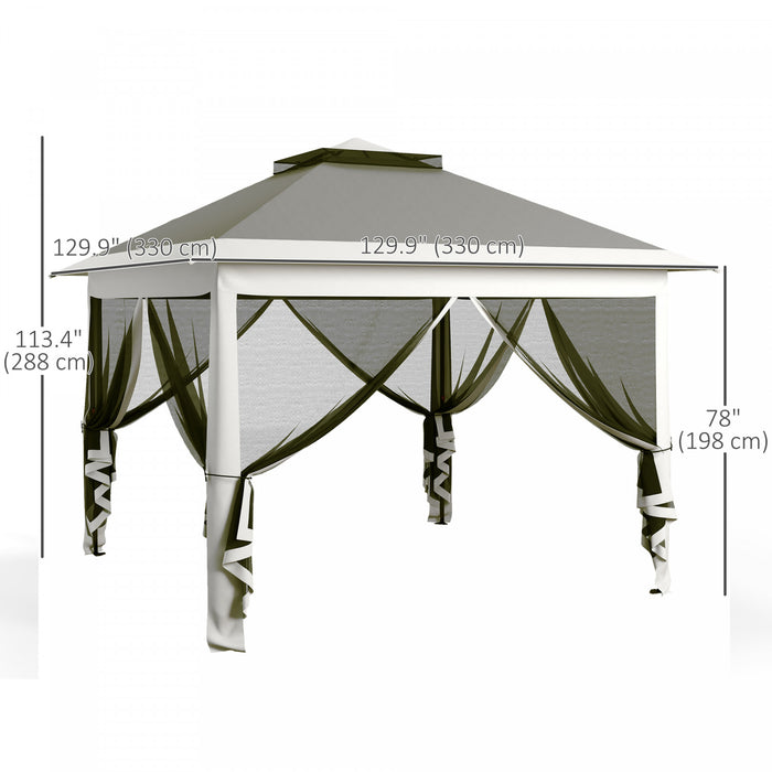 Outsunny Gazebo Escamotable 11' X 11' Avec Sac De Transport, Gris Fonce