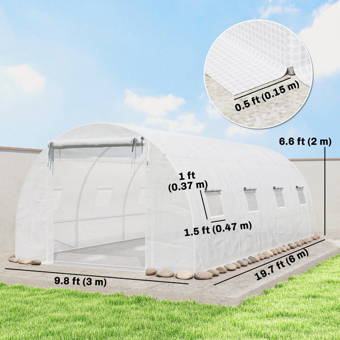 Outsunny Serre Tunnel de Jardin avec Tiges de Support, Blanc
