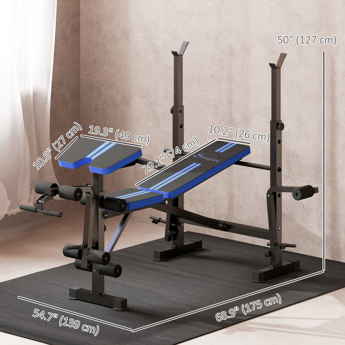 Soozier Banc de Musculation Reglable avec Extension de Jambes, Banc Home Gym, Bleu
