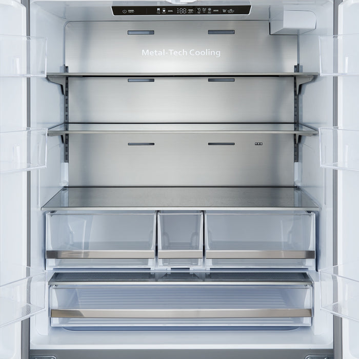 Refrigerateur Aosta de 36 po en acier inoxydable a portes francaises, 22,4 pi³ – FFFFD1866-36SB