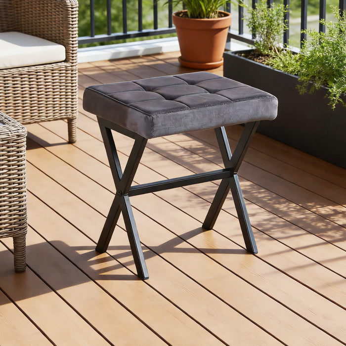 Tabouret d’appoint polyvalent Owen avec pieds en metal, couleur gris