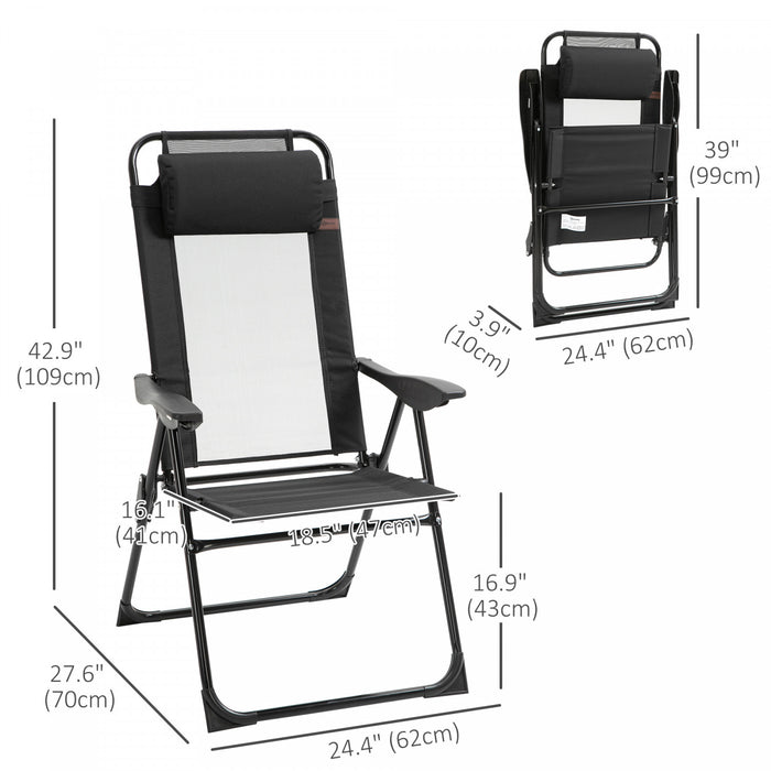 Outsunny Ensemble De 2 Chaises De Patio Pliantes Inclinables, Noir