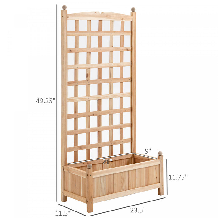 Outsunny Jardiniere Avec Treillis Bac A Fleurs Jardiniere Sur Pied Dim. 24\" X 12\" X 49\" Bois Sapin Naturel