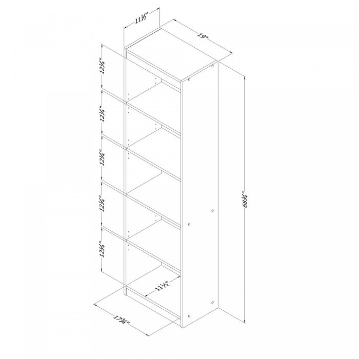 Bibliothèque étroite Axess à 5 tablettes - cerisier morgan