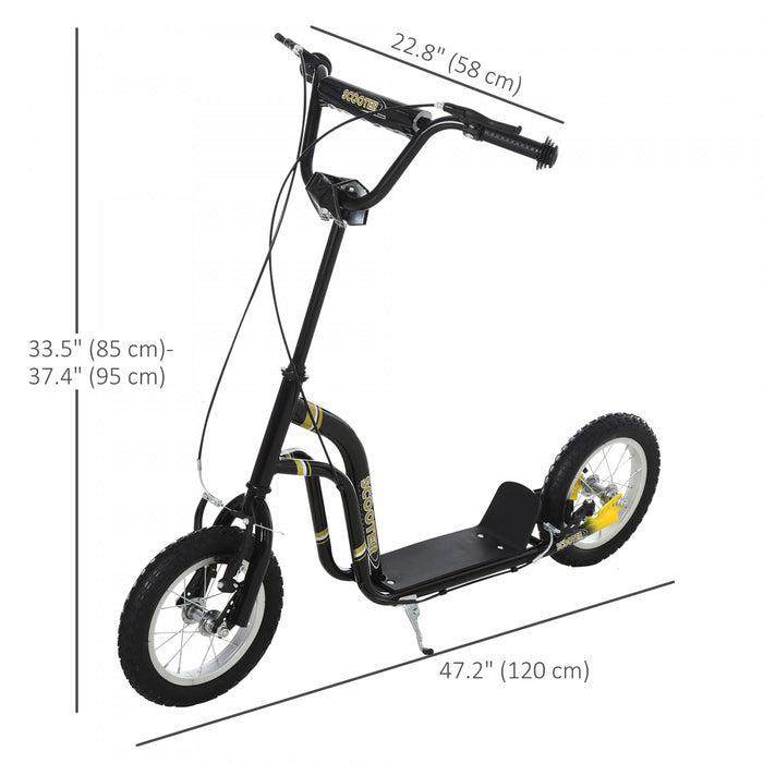 Aosom Trottinette Pour Enfants Avec Guidon Reglable En Hauteur, Noir