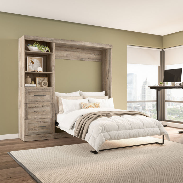 Lit double escamotable mural Pur de Bestar de 84 po avec tiroirs - brun rustique