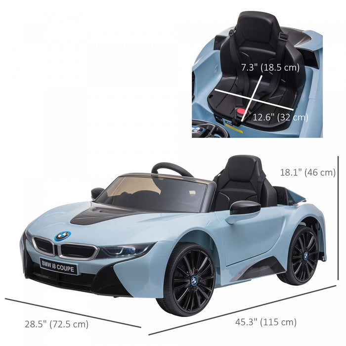 Aosom Voiture A Chevaucher Electrique Enfants Compatible 6v Bmw I8 Coup Ebatterie Alimente Jouet Avec Telecommande Musique Klaxon Mp3 Suspension Roues Pour 37-96 Mois Bleu