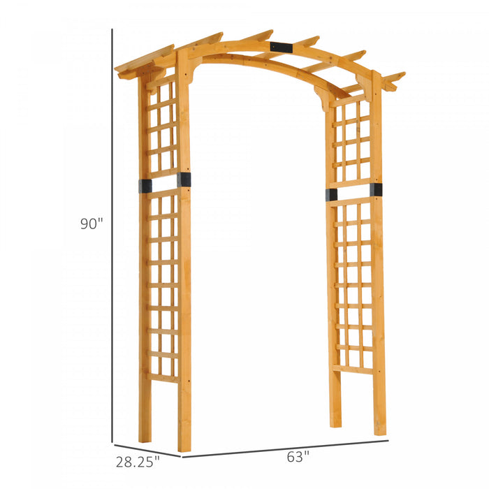 Outsunny 7,5 Pieds En Bois De Sapin Arche De Jardin Treillis Passerelle Exterieure Ronde Pergola Style Tonnelle Pour Plantes Grimpantes Decoratives Patio Pelouse Arriere-cour Fete Ceremonie