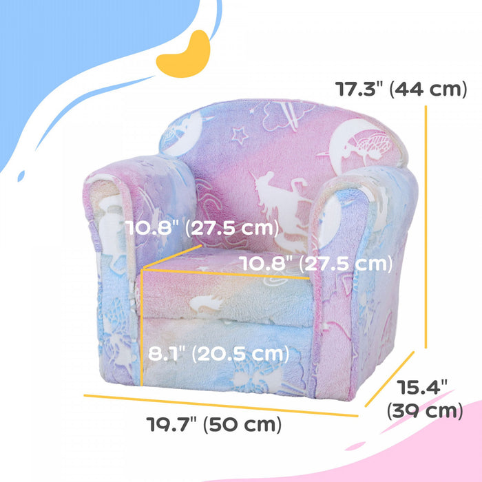 Qaba Chaise Pour Enfant, Chaise Pour Enfant Avec Motif Etoile Lumineuse, Cadre En Bois, Canape Pour Enfant De 18 A 36 Mois, Multicolore