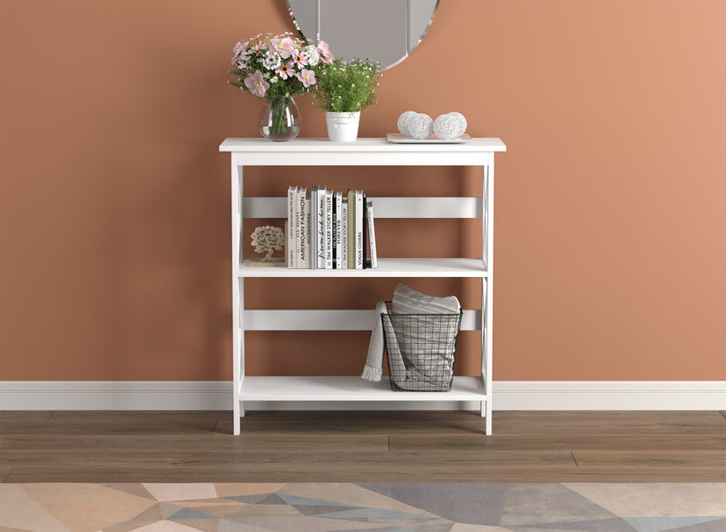 Console de 32 po avec 2 tablettes de rangement - blanche