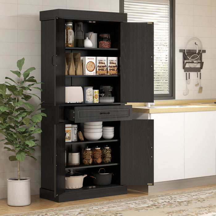 HOMCOM Garde-manger de cuisine 71\" avec 4 portes et 2 grands placards