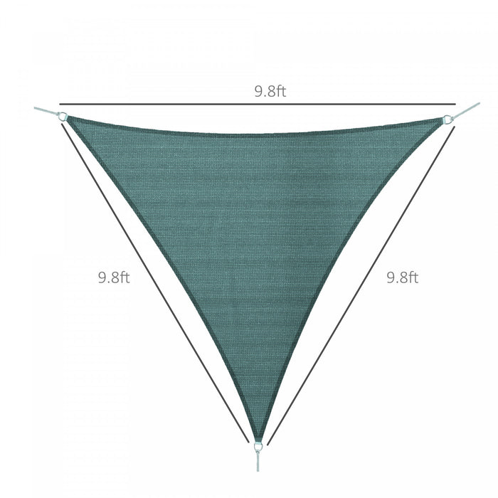 Outsunny Triangle 10' Canopyee Uv Protection Abri Exterieur De Pelouse Pour Patio Avec Sac De Transport Vert