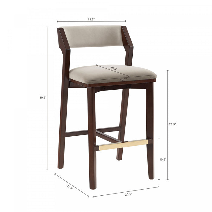 Tabouret de bar moderne Patricia en bois avec revetement en lin