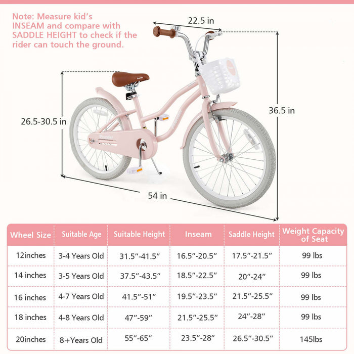 Prorider 20\" Velo Pour Enfants Avec Guidon Reglable En Hauteur Et Frein A Main Du Siege Et Frein De Montagne Rose