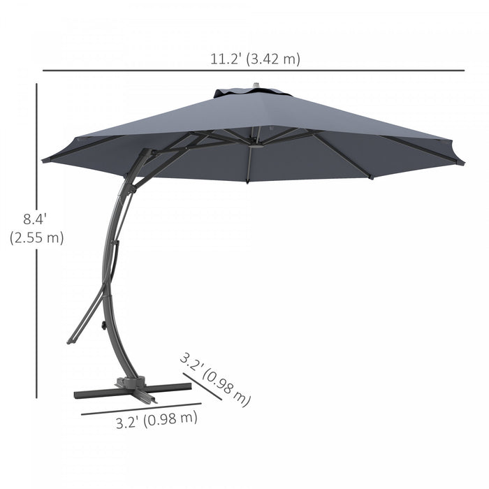 Outsunny Parasol De Terrasse De 11 Pieds Avec Rotation A 360° Upf50+