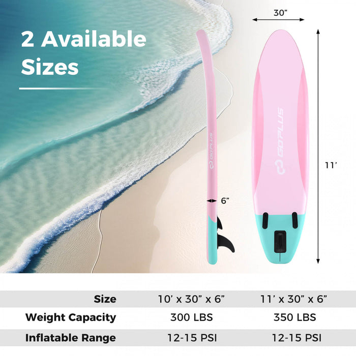 Grand Tableau Gonflable De Sup Goplus, Tableau De Pagaie Portable Avec Des Anneaux 5d Se Tiennent Sur Le Tableau De Pagaie Pour La Jeunesse Et L'adulte Rose Clair