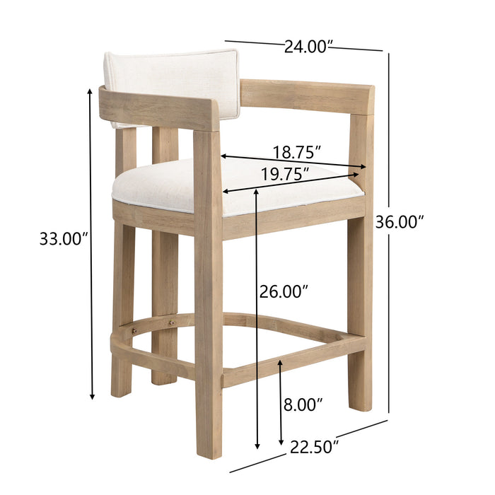 Ensemble De 2 Tabourets Tiffany De 26 Po (Hauteur De Comptoir) Avec Structure En Bois Massif, Tissu aspect lin -  Fini Naturel