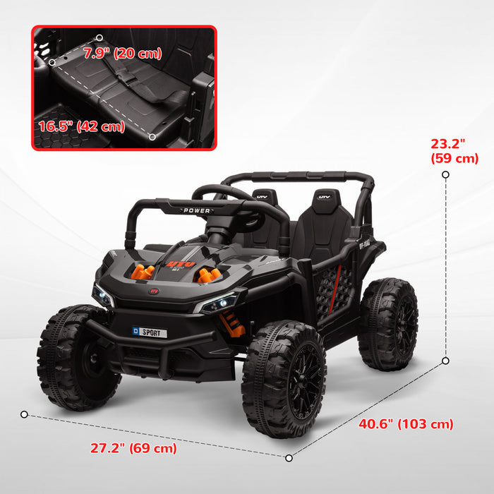 Qaba Voiture Electrique Pour Enfants, Alimentee Par Batterie 12 V, Camion Jouet Avec Telecommande, Suspension A Ressort, Phares Led, 3 Vitesses, Klaxon, Musique, Noir