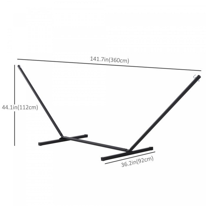 Outsunny 11.8'l Support De Hamac A Tres Longue Duree De Vie Poteau Droit Balancoire De Lit Cadre En Metal Installation Simple Jardin Camping En Plein Air Pique-nique Utilisation Noir