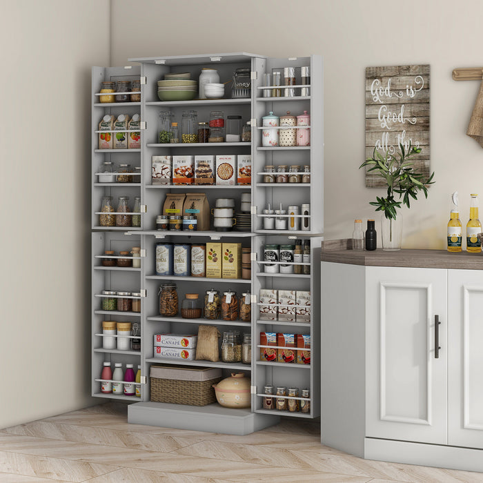 HOMCOM Armoire de cuisine 65\" avec etageres et supports a epices, gris