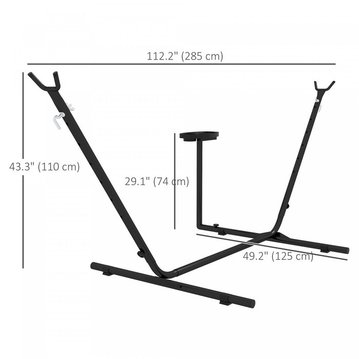 Outsunny Support de Hamac 300 cm avec Plateau Lateral, Cadre en Acier, Noir