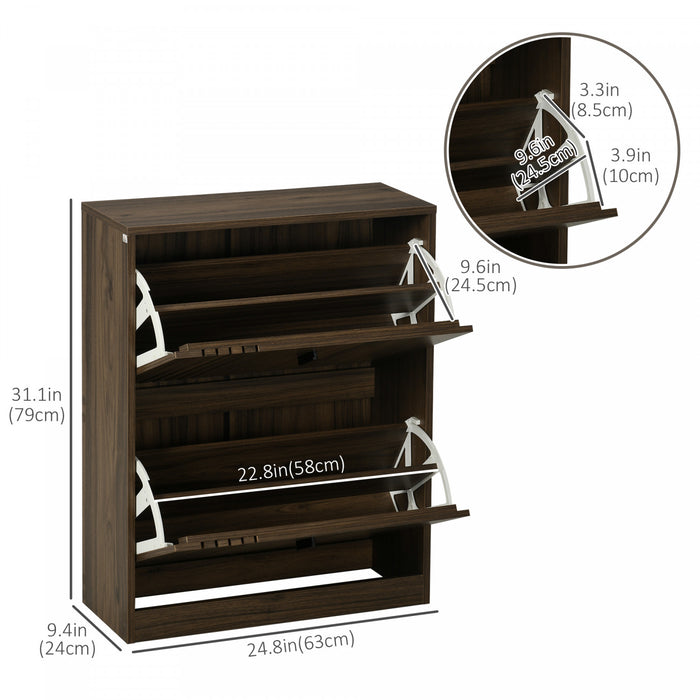 Homcom Meuble a chaussures avec 2 tiroirs rabattables etageres reglables pour 12 paires
