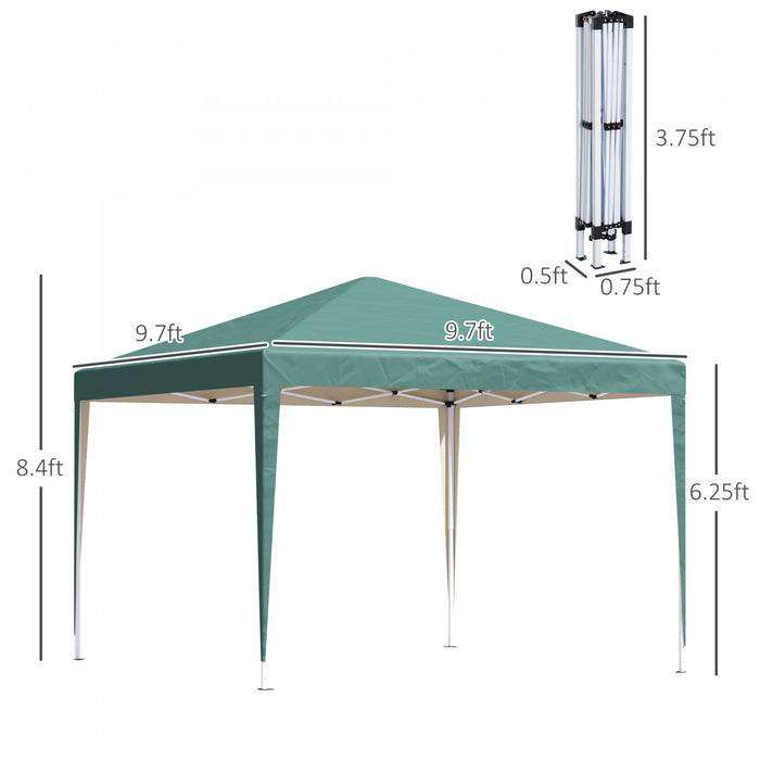 Outsunny 10x10ft Tente Escamotable Pliante D'exterieur Avec Auvent De Gazebo Avec Sac De Transport, Vert