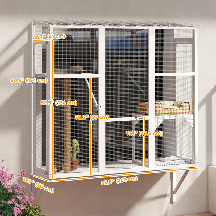 Boite a Fenetre Catio Exterieure pour 2-3 Grands Chats, Blanc