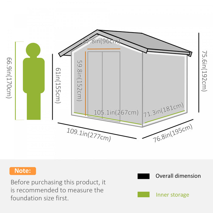 Outsunny Abri De Rangement En Metal 9' X 6', Maison A Outils De Jardin