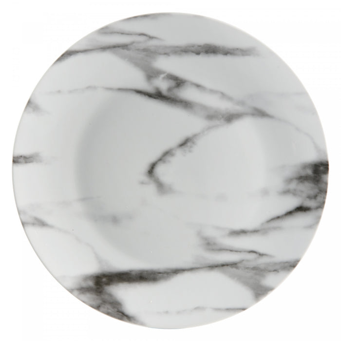 Ensemble de Vaisselle 16 Morceaux en Porcelaine Effet Marbre, Service de Table Moderne pour 4 Personnes