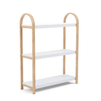 Bibliothèque moderne Bellwood de Umbra à 3 tablettes - blanche et naturelle