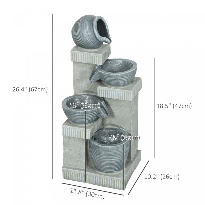Outsunny Fontaine D'exterieur Fontaine A Eau En Resine A Lumiere Led