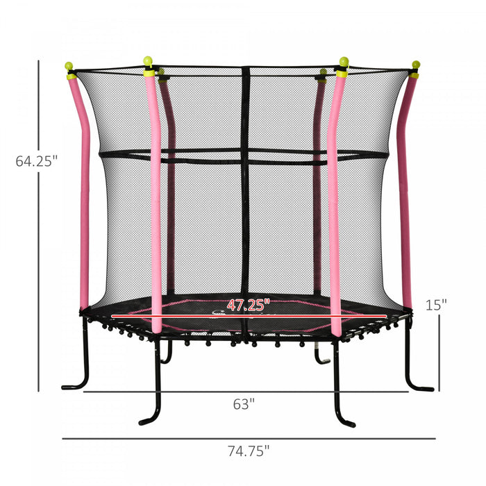 Soozier Trampoline Pour Enfant De 3 A 10 Ans Exterieur Interieur Surface De Saut De 125 Cm Filet De Securite Charge Max. Recommandee 60 Kg Rose