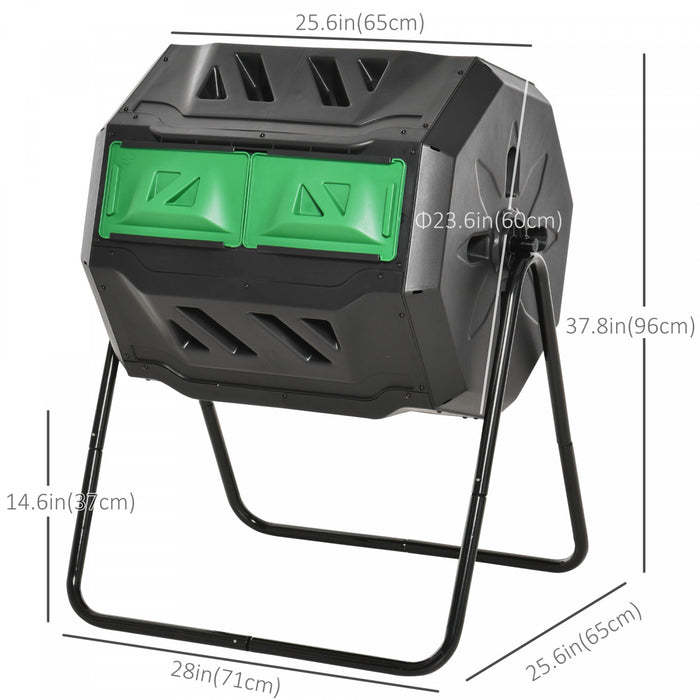 Outsunny Bac A Compost Exterieur A Double Chambre Rotatif A 360° Vert